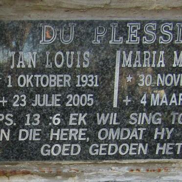PLESSIS Jan Louis, du 1931-2005 &amp; Maria Magdalena 1934-2018