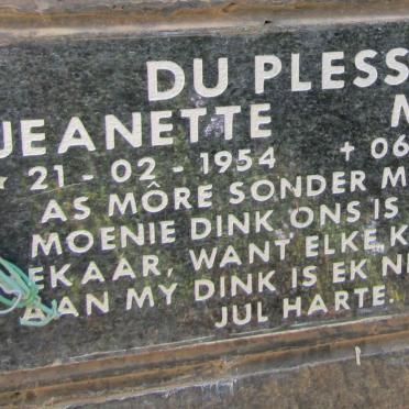 PLESSIS Jeanette Marie, du 1954-2012