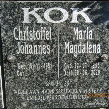 KOK Christoffel Johannes 1951- &amp; Maria Magdalena 1955-2020