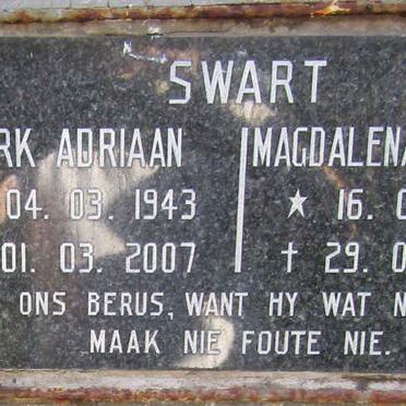 SWART Dirk Adriaan 1943-2007 &amp; Magdalena Isabella 1947-2006