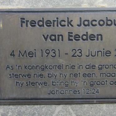 EEDEN Frederick Jacobus, van 1931-2009