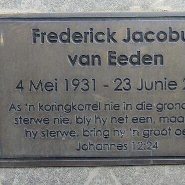 EEDEN Frederick Jacobus, van 1931-2009