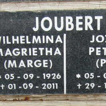 JOUBERT Jozua Petrus 1926-1987 &amp; Wilhelmina Magrietha 1926-2011
