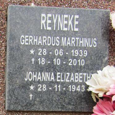 REYNEKE Gerhardus Marthinus 1939-2010 &amp; Johanna Elizabeth 1943-