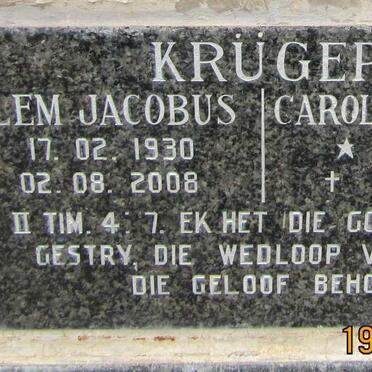 KRUGER Willem Jacobus 1930-2008 &amp; Carolina Francina 1936-
