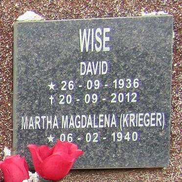 WISE David 1936-2012 &amp; Martha Magdalena KRIEGER 1940-