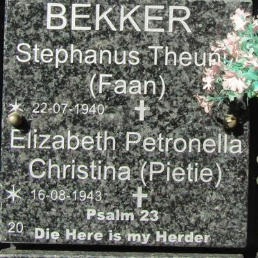 BEKKER Stephanus Theunis 1940- &amp; Elizabeth Petronella Christina 1943-