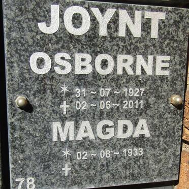 JOYNT Osborne 1927-2011 &amp; Magda 1933-