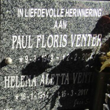 VENTER Paul Floris 1949-2017 &amp; Helena Aletta 1954-2017