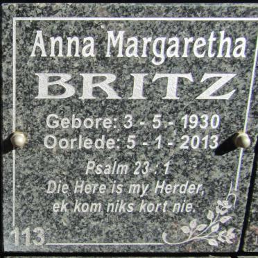 BRITZ Anna Margaretha 1930-2013