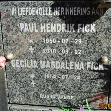 FICK Paul Hendrik 1950-2010 &amp; Cecilia Magdalena 1954-