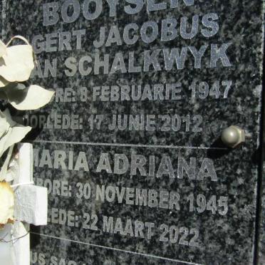 BOOYSEN Gert Jacobus Van Schalkwyk 1947-2012 &amp; Maria Adriana 1945-2022