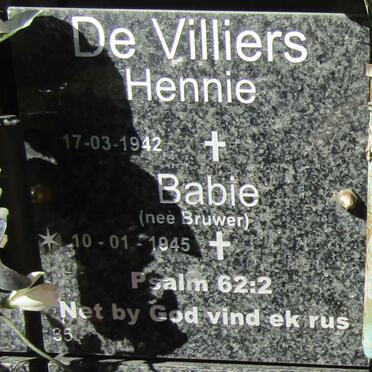 VILLIERS Hennie, de 1942- &amp; Babie BRUWER 1945-