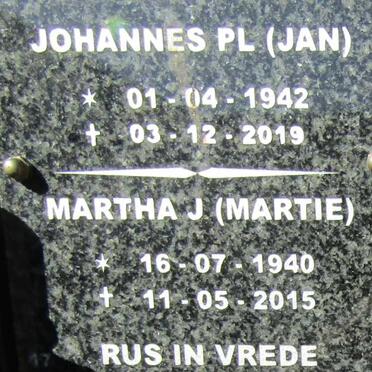 3.   ? Johannes P.L. 1942-2019 & Martha J. 1940-2015