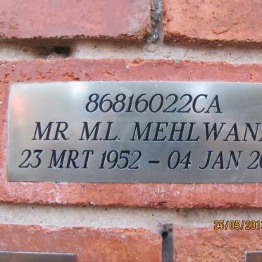 MEHLWANA M.L. 1952-2001