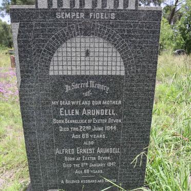 ARUNDELL Alfred Ernest -1947 &amp; Ellen BENNELLICK -1944