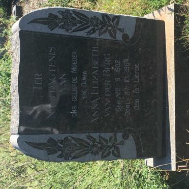 BERG Anna Elizabeth, van der 1902-1964