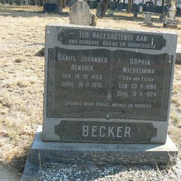 BECKER Daniel Johannes Hendrik 1859-1910 &amp; Sophia Wilhelmina VAN EEDEN 1866-1924