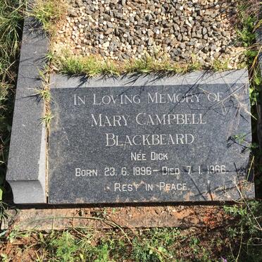 BLACKBEARD Mary Campbell nee DICK 1896-1966