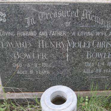 BOWLER Edward Henry -1952 &amp; Violet Christina C.E. -1987