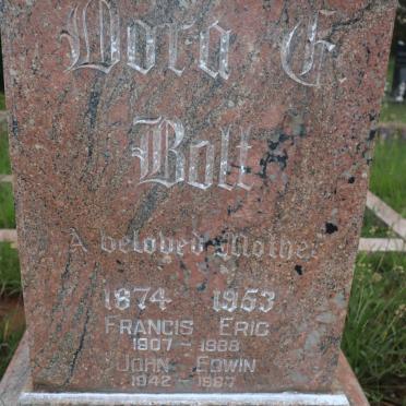 BOLT Dora E. 1874-1953 :: BOLT Francis Eric 1907-1988 :: BOLT John Edwin 1942-1967
