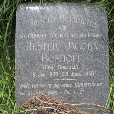 BOSHOFF Hester Jacoba nee COETZEE 1888-1953