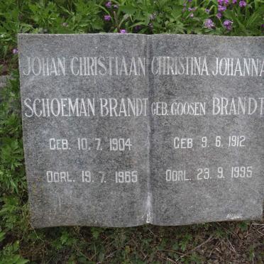 BRANDT Johan Christiaan Schoeman 1904-1965 &amp; Christina Johanna GOOSEN 1912-1995