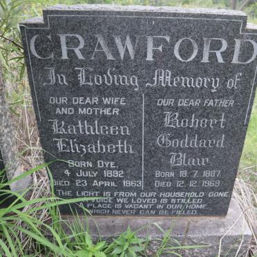CRAWFORD Robert Goddard Blair 1887-1969 &amp; Kathleen Elizabeth DYE 1892-1963