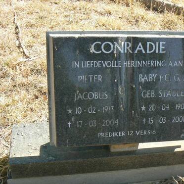CONRADIE Pieter Jacobus 1913-2004 &amp; C.G.S. STADLER 1908-2001
