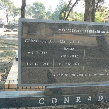 CONRADIE Cornelius J. 1884-1974 &amp; Maria M.E. LACOCK 1890-1978