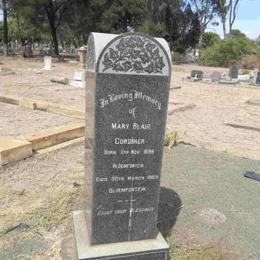 CORDINER Alberts Duncan 1897-1974 &amp; Mary Blair 1896-1989