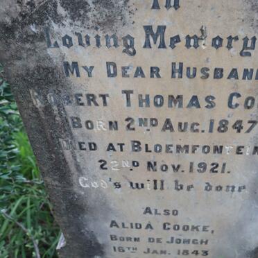 COOKE Robert Thomas 1847-1921 &amp; Alida DE JONGH 1843-1925