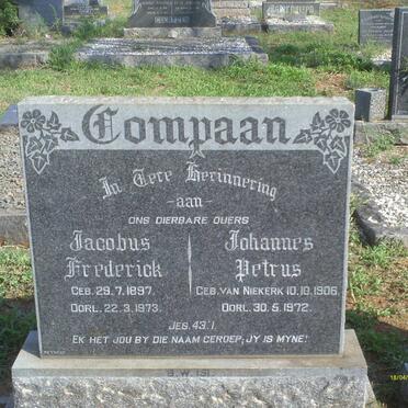 COMPAAN Jacobus Frederick 1897-1973 &amp; Johannes Petrus VAN NIEKERK 1906-1972