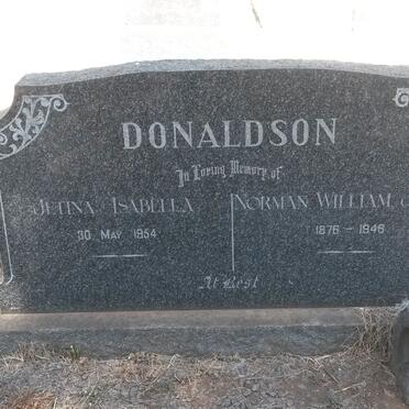 DONALDSON Norman William James 1876-1946 &amp; Jetina Isabella -1954