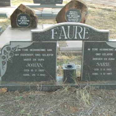 FAURE Johan 1908-1992 &amp; Sarie 1905-1997
