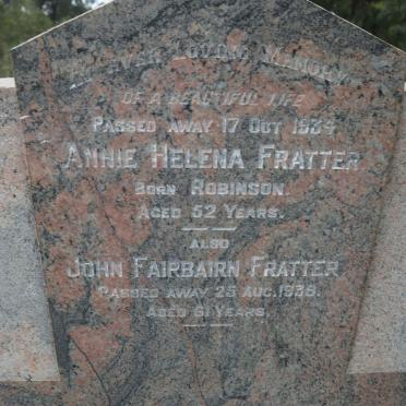 FRATTER John Fairbairn -1939 &amp; Annie Helena ROBINSON -1934