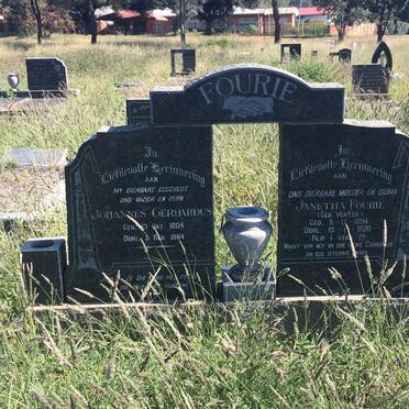 FOURIE Johannes Gerhardus 1884-1964 &amp; Janetha VENTER 1894-1970