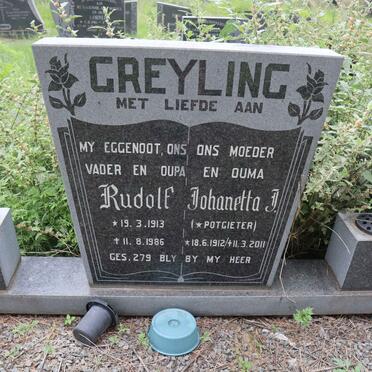GREYLING Rudolf 1913-1986 &amp; Johanetta J. POTGIETER 1912-2011