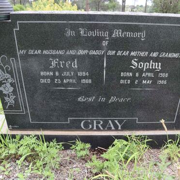 GRAY Fred 1894-1968 &amp; Sophy 1908-1986