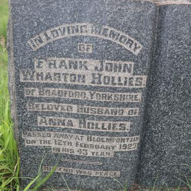 HOLLIES Frank John Wharton -1925