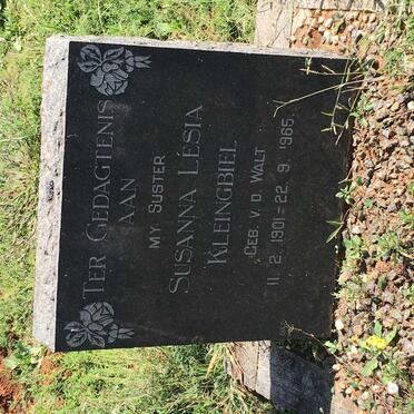 KLEINGBIEL Susanna Lesia nee V.D. WALT 1901-1965