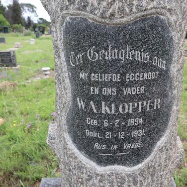 KLOPPER W.A. 1894-1931