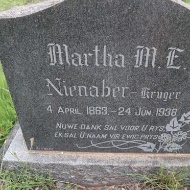 KRUGER Martha M.E., NIENABER 1863-1938