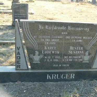 KRUGER Karel Lodewyk 1900-1981 &amp; Hester Susanna WELTHAGEN 1908-1995