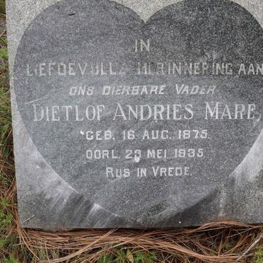 MARE Dietlof Andries 1875-1935