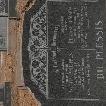 PLESSIS Paulus Philippus, du 1864-1945 &amp; Elizabeth Maria VORSTER 1874-1961