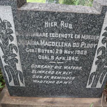 PLOOY Johanna Magdelena, du nee BOTES 1909-1943
