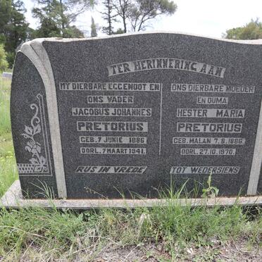 PRETORIUS Jacobus Johannes 1886-1941 &amp; Hester Maria MALAN 1886-1970