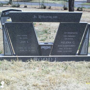 ROODT Jan L. 1909-1996 &amp; Helena C. BADENHORST 1911-1979