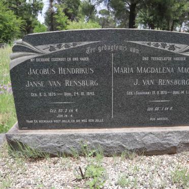 RENSBURG Jacobus Hendrikus, Janse van 1875-1945 &amp; Maria Magdalena Magrieta SAAIMAN 1875-1957